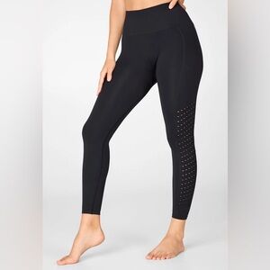 Fabletics Black High-Waisted Leggings with Mesh Panel Detailing